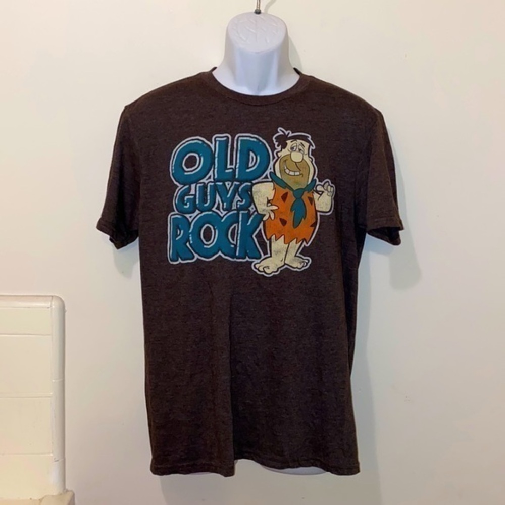 RARE Unisex The Flintstones Distressed Fred “Old Guys Rock” Graphic Tee